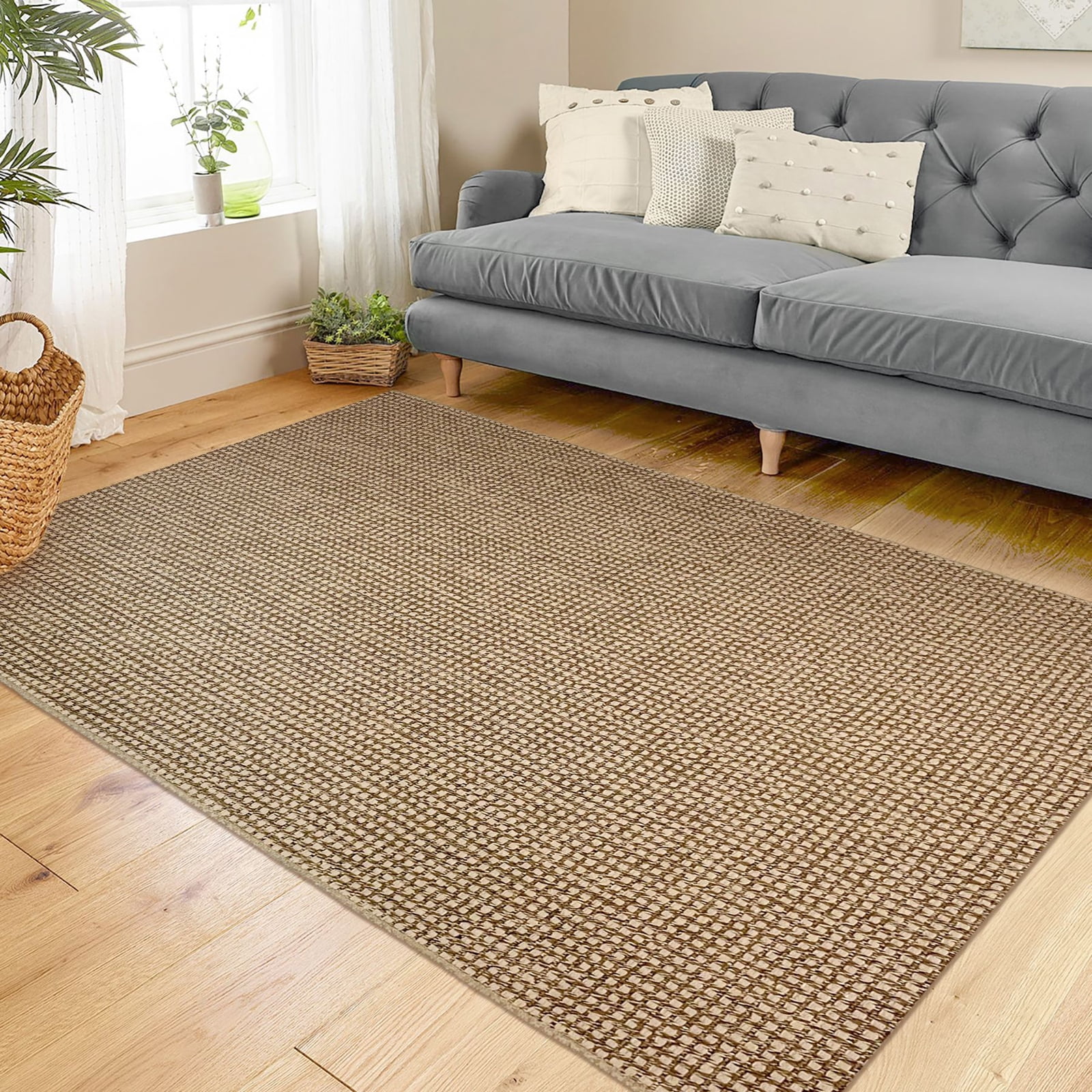 IOhouze Area Rug 4'x6' 고무 뒷면이있는 빨 수있는 러그 침실 러그 다이닝 룸 주방 거실 침실 용 천연 코튼 바닥 카펫
