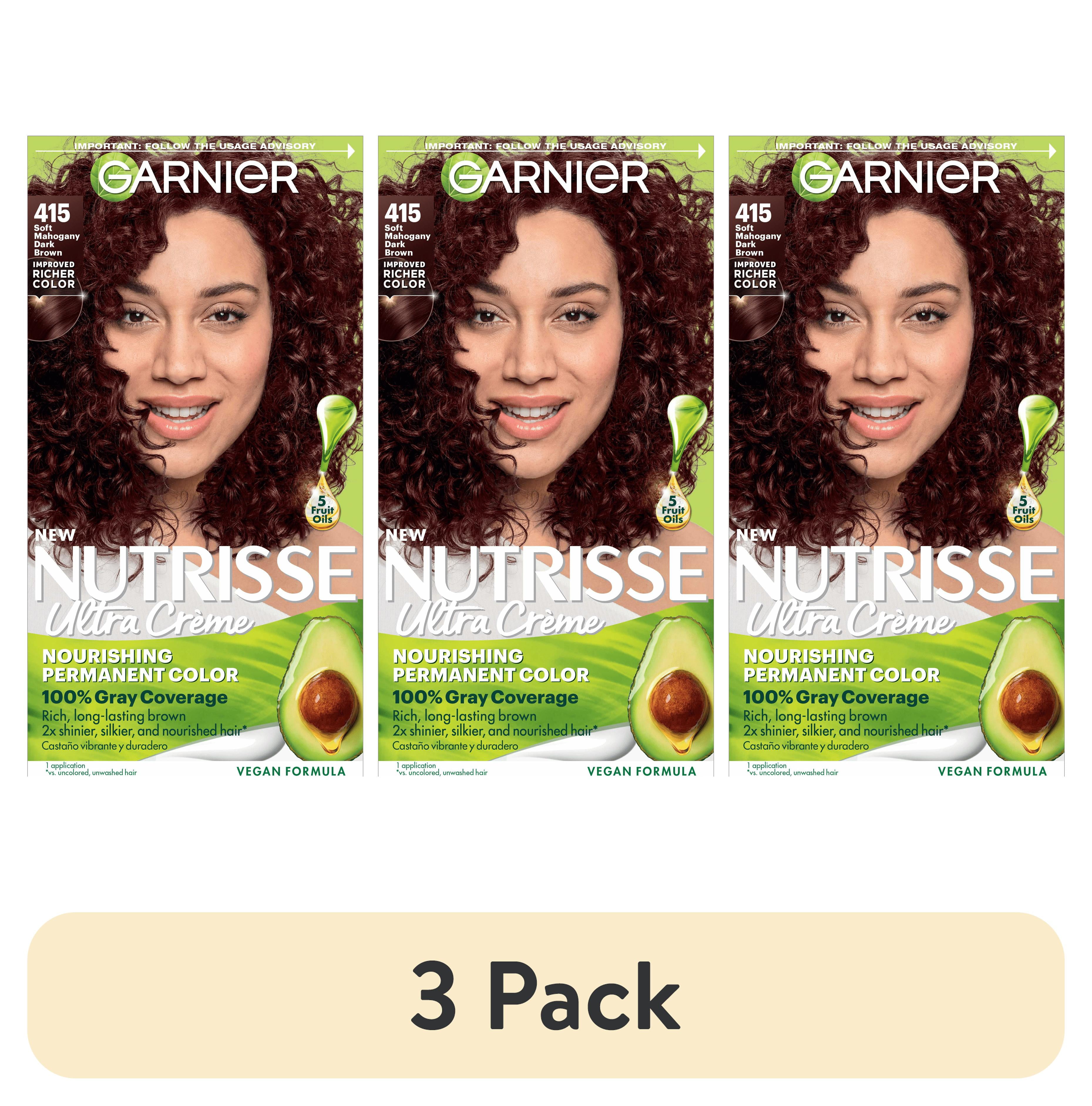 (3팩) Garnier Nutrisse 너리싱 헤어 컬러, 415 소프트 마호가니 다크 브라운