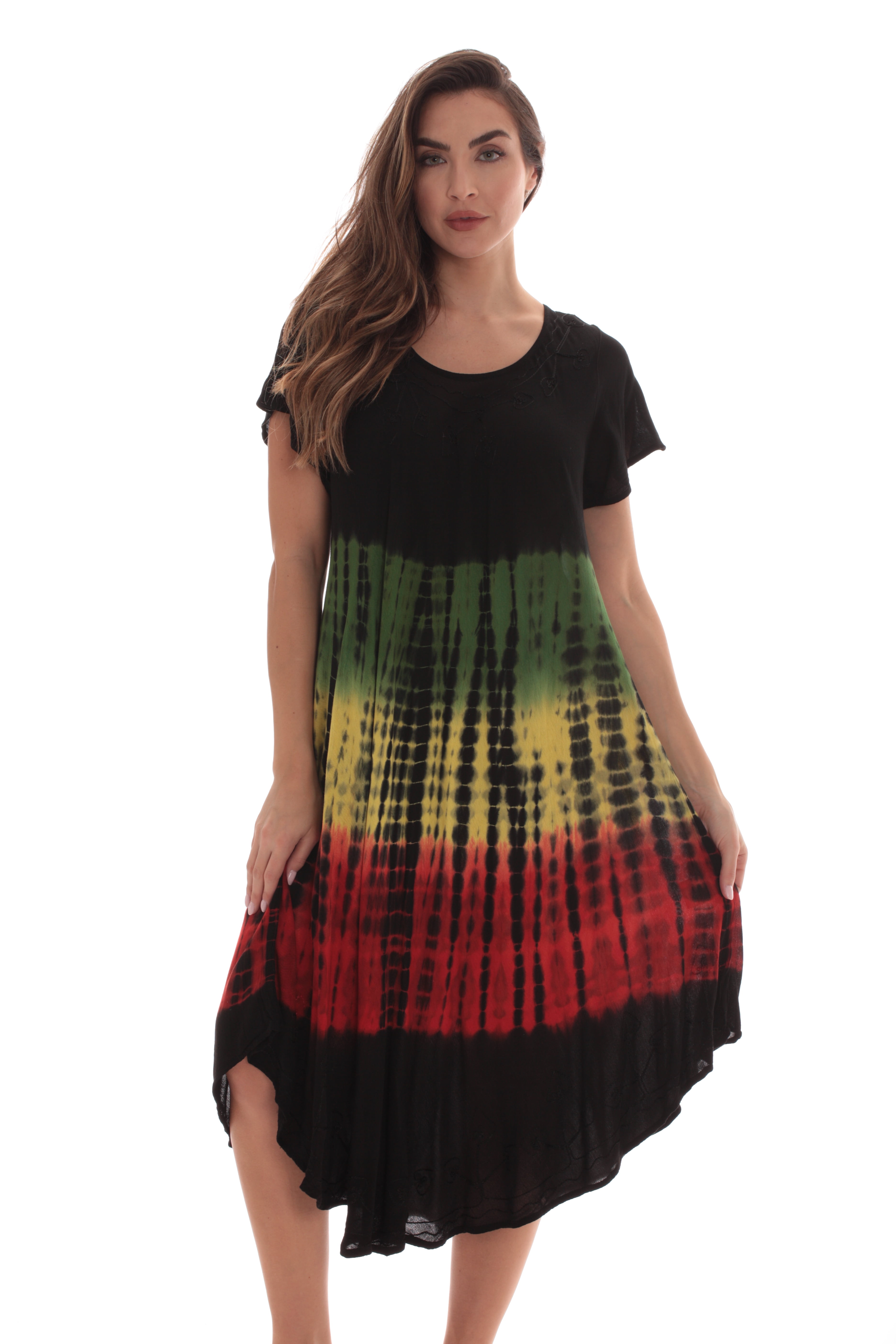 Riviera Sun Rasta 여성용 반팔 우산 드레스 21929-S (Rasta 2, Medium)